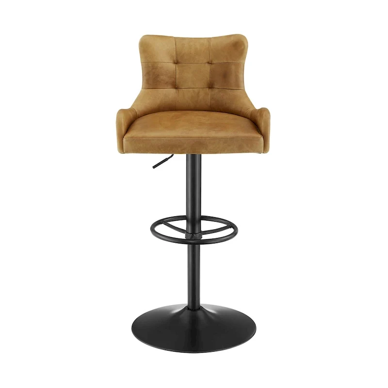 Art Leon Genuine Leather Bar Stool with Adjustable Height