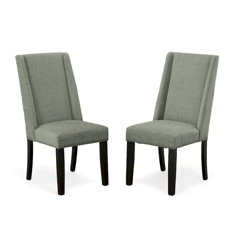 Beige Upholstered Wingback Dining Chairs - Set of 2