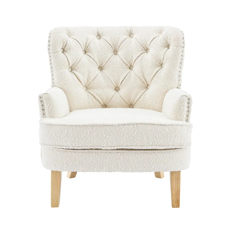 Almond Boucle Nailhead Club Chair by Christopher Knight Home
