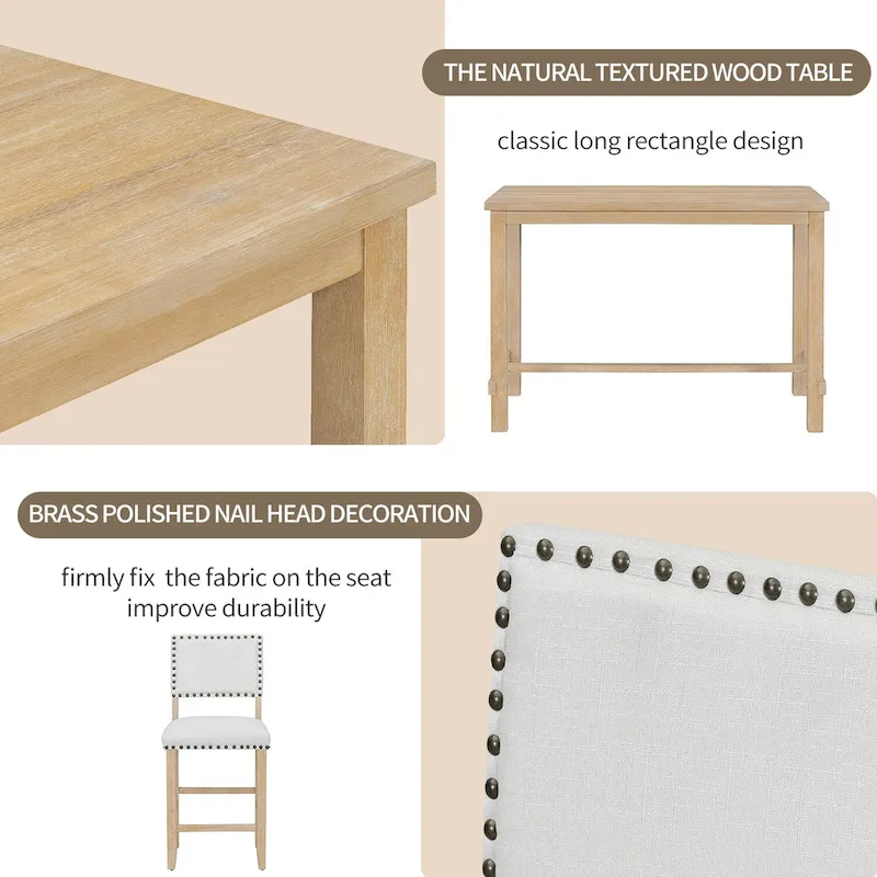 5-Piece Counter Height Dining Set with Table and 4 Chairs