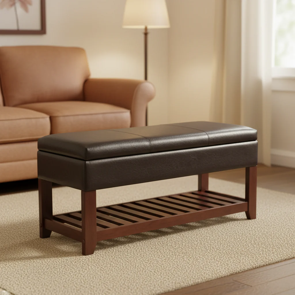 Storage Chest Bench, Espresso and Walnut - 42.52W x 15.75D x 20.47H