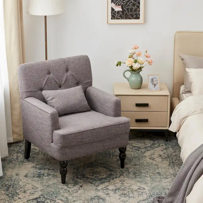 Upholstered Accent Chair with Lumbar Pillow - Single Seat