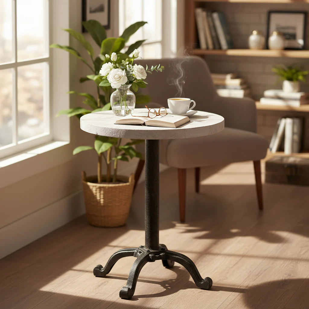 Carolina Living Colton Adjustable Vintage Table - Natural Driftwood Top - Aged Iron Base