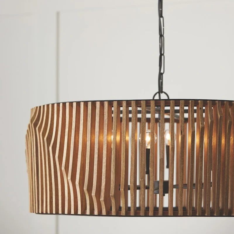 Archer 6-light Light Wood & Matte Black Pendant