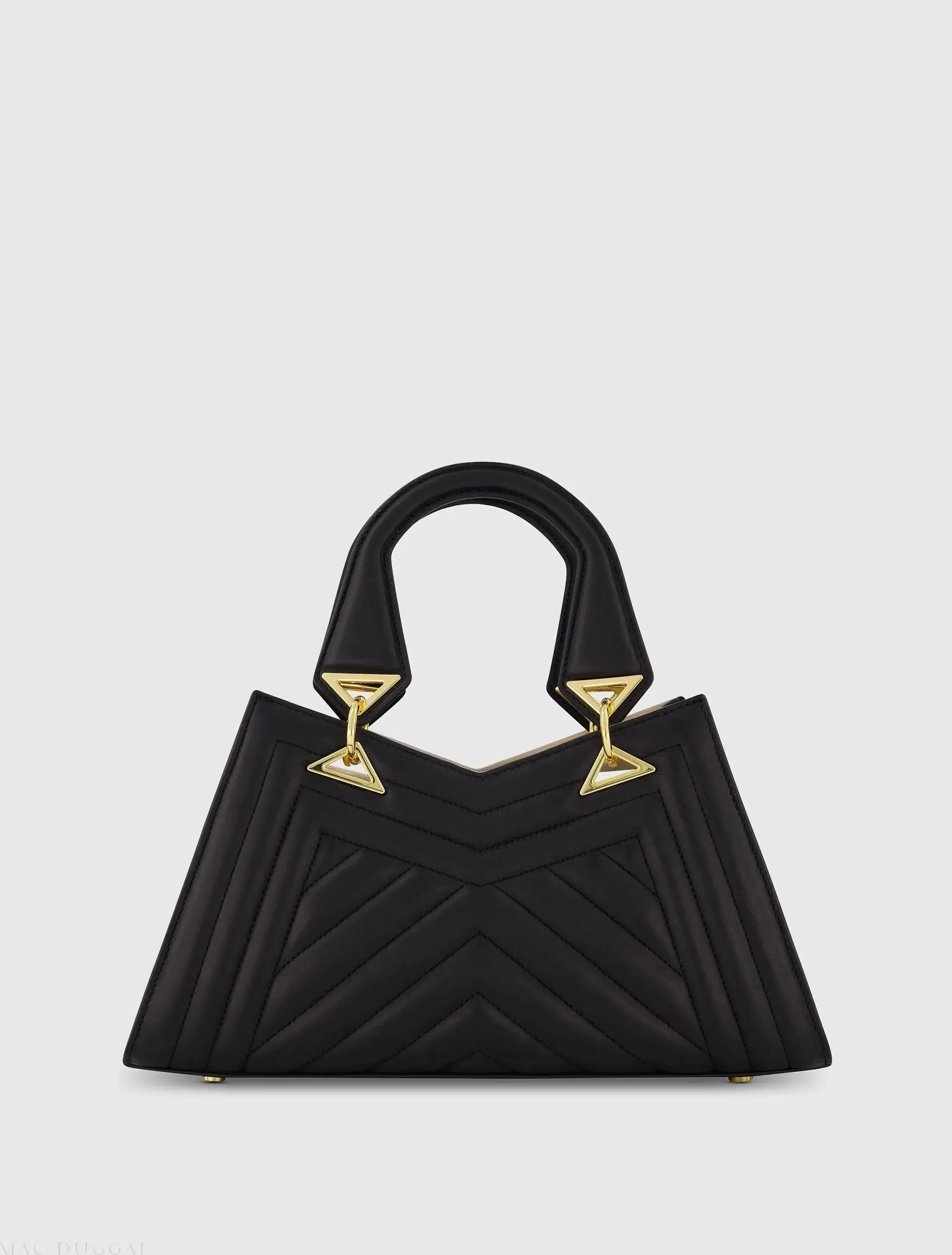 Black Quilted Napa Leather Angular Handbag