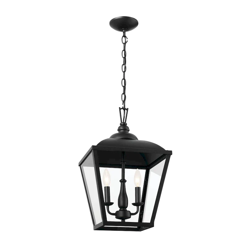 Kichler Lighting Dame 19 inch 2-Light Foyer Pendant Textured Black with Clear Glass