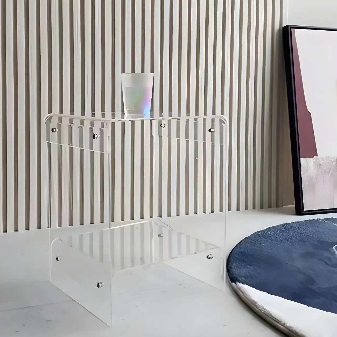 Modern Acrylic Bedside Table with Shelf