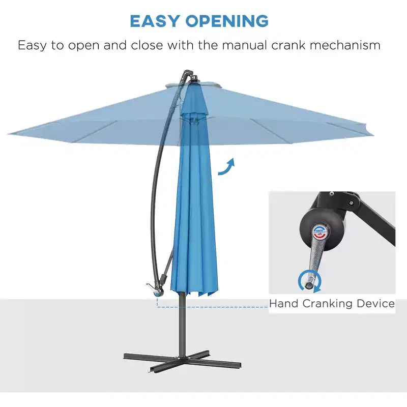 10' Cantilever Tilt Offset Patio Umbrella w/ UV & Water Safe Material & Cross Base (Weight Not Included)