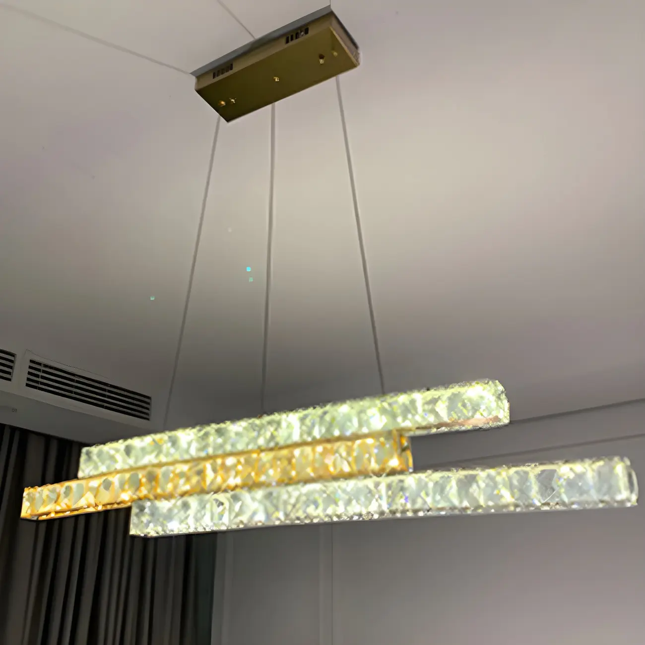 Modish 3-Tier Crystal LED Linear Pendant Light