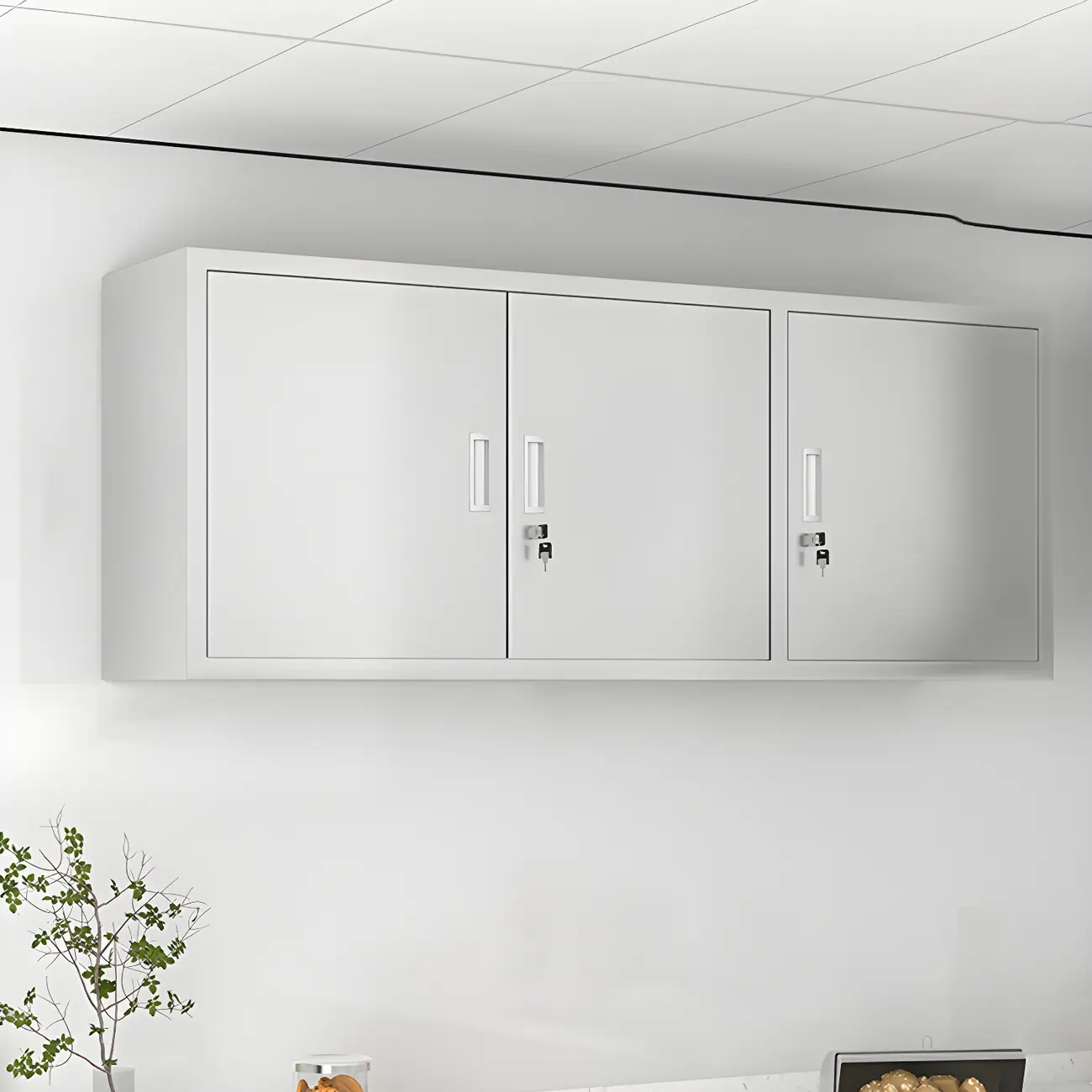 Elegant Stainless Steel Wall-Mounted Display Cabinet