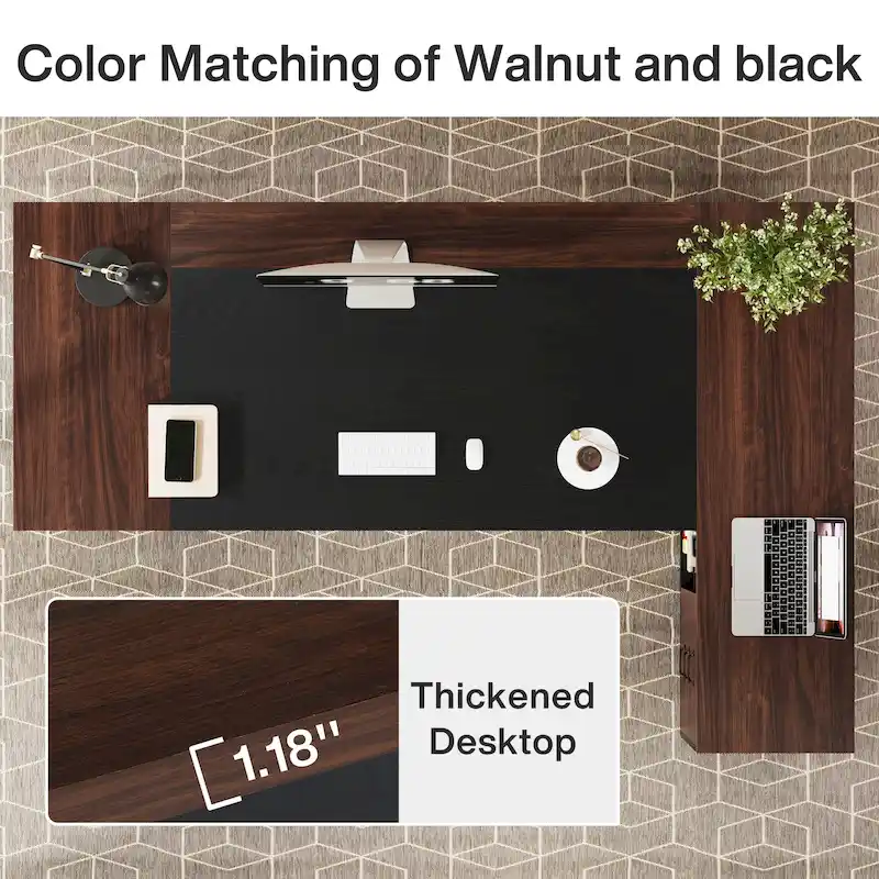 78.7-inch L Shaped Executive Desk with Drawers and Lateral File Cabinet