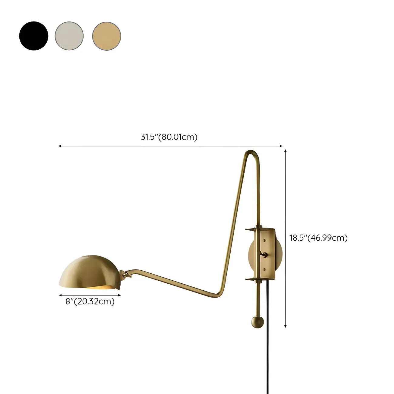 1-Light Copper Shade Swing Arm Wall Light