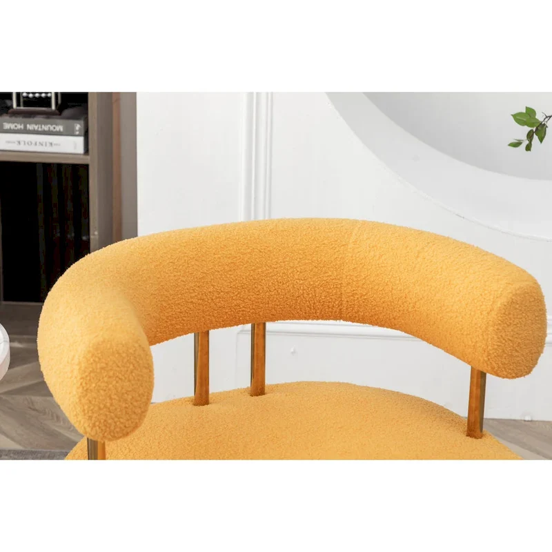 Modern Glam Upholstered Comfy Open-Back Accent Vanity Chair with Golden Legs