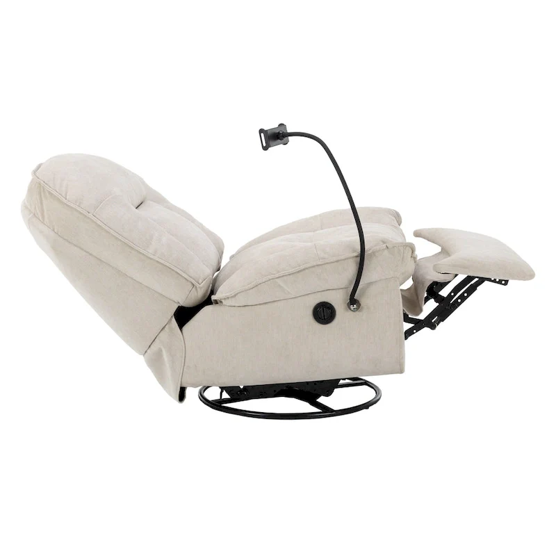 Adjustable Swivel Chenille Recliner with Phone Holder