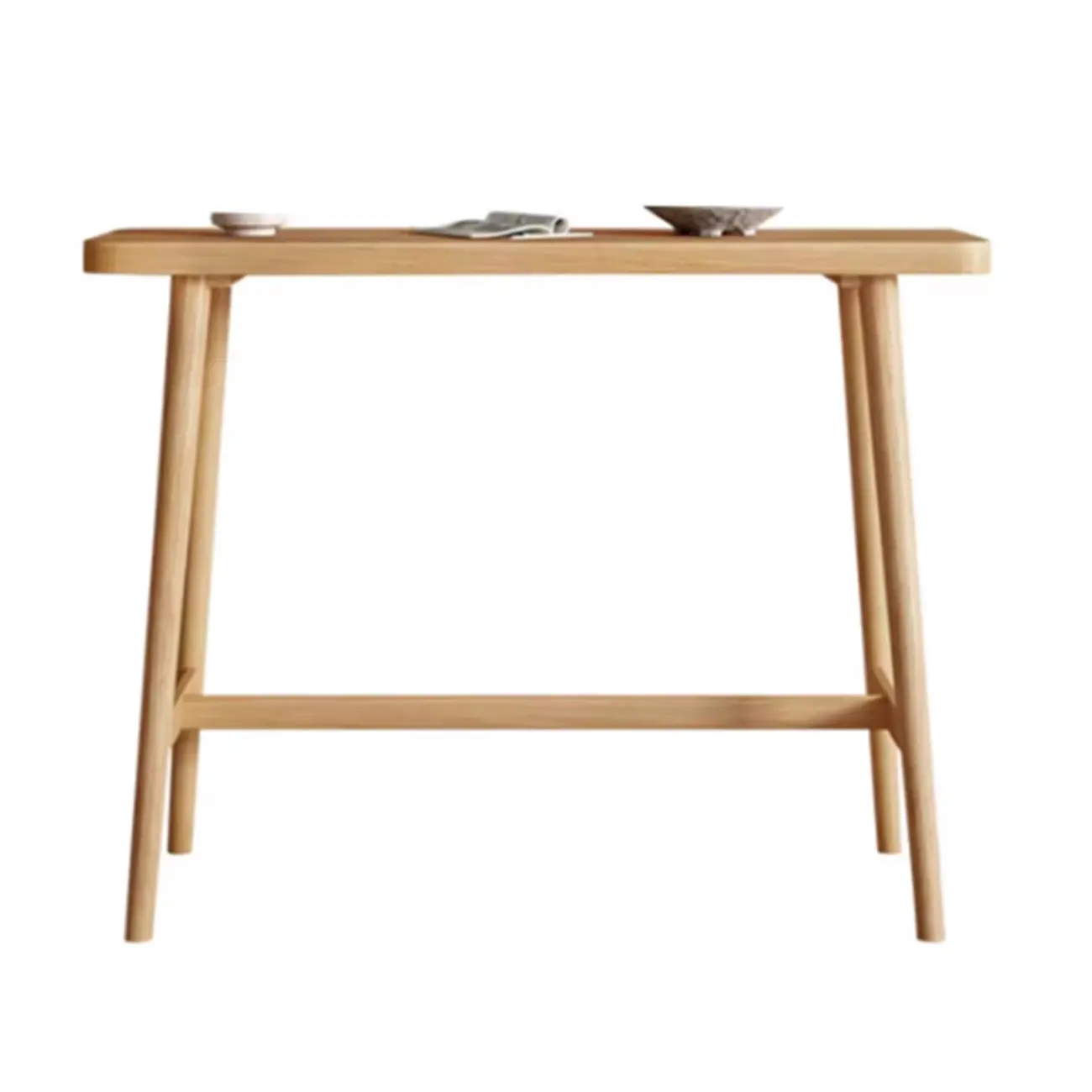 Scandinavian Wooden Bar Table with Footrest for Dining Spaces