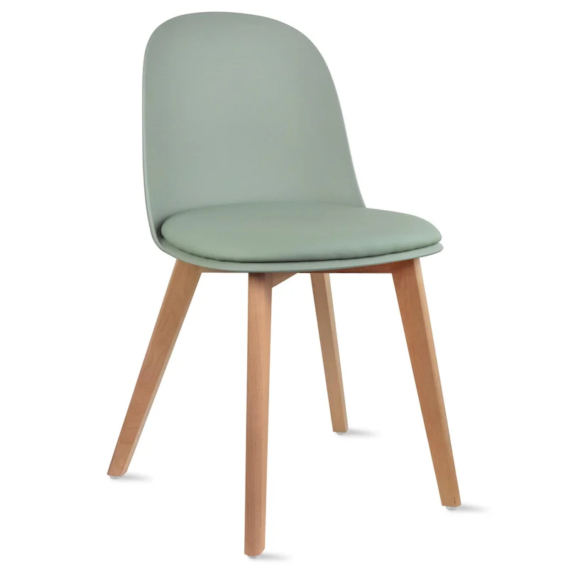 Set of 2 Dining Side Chair with Back Armless Plastic Seat Wooden Legs Kitchen Desk Task Computer