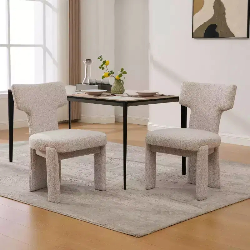 Set of 2 Modern Upholstered Dining Chairs with Wood Legs, Stylish Armless Accent Chairs for Dining Room, Kitchen, or Living Areas-Panipeachy