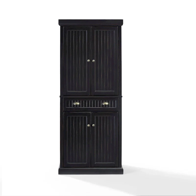 Crosley Seaside Kitchen Pantry in Distressed Black Finish