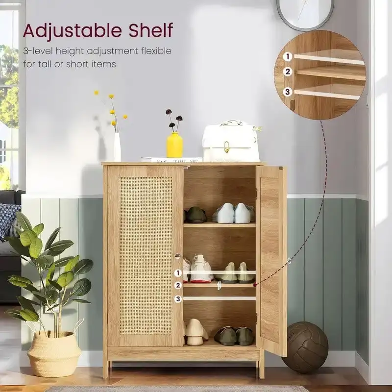 Bathroom Cabinet, Bathroom Storage Cabinet with 2 Doors & 2 Shelves - 11.7D x 23.4W x 31.2H