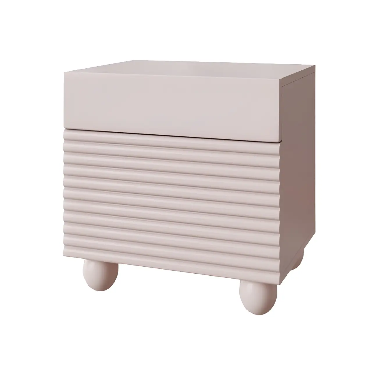 Narrow Cubic 2-Drawer Wood Small Bedside Table