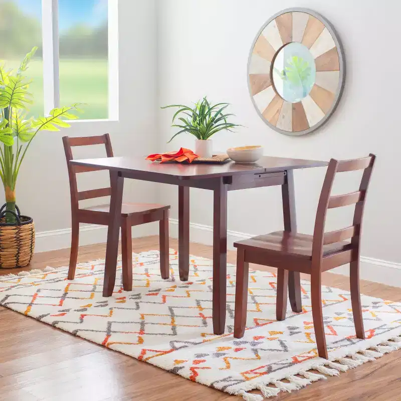 3pc Alberts Solid Wood Hidden Storage Folding Dining Set Rich Brown Espresso Finish - Linon