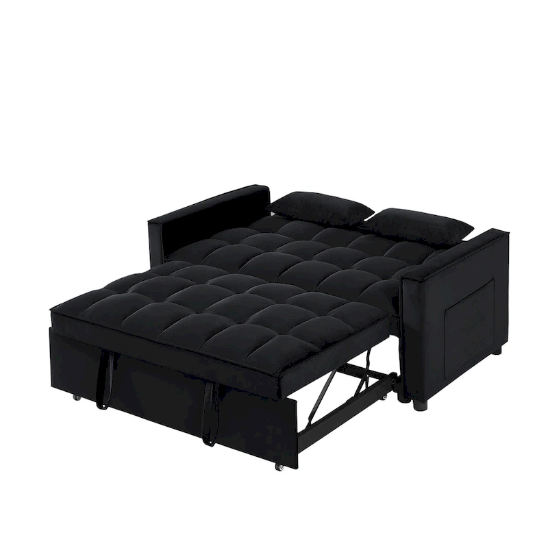 Velvet Convertible Loveseat Sleeper Sofa Couch with 2 Pillows