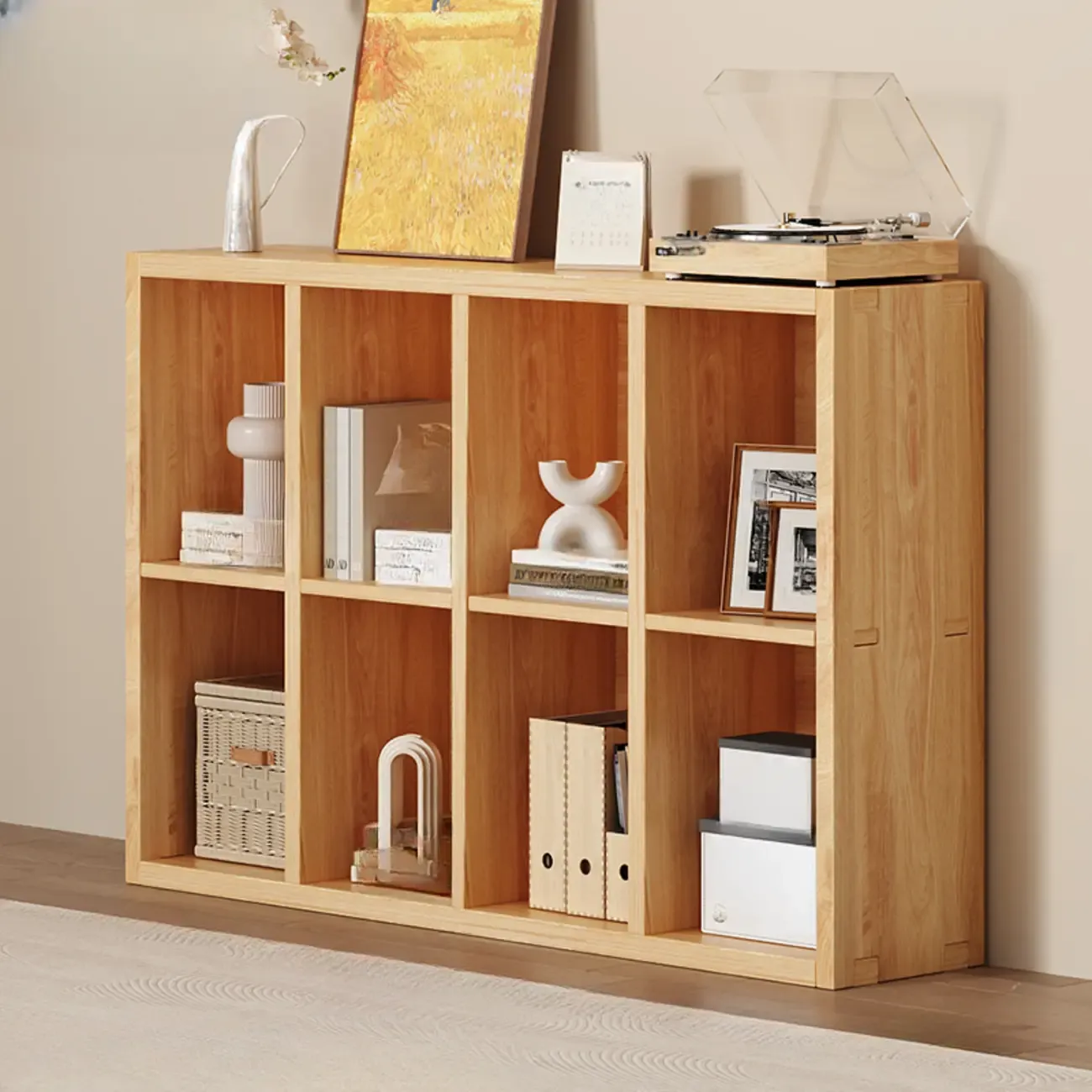 Modern Modular Rectangular Lateral Pine Wood Bookcase