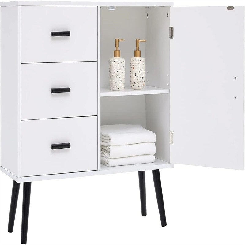 Storage Cabinet with Rattan Door 3 Drawers - 11.8D x 31.5W x 30.7H