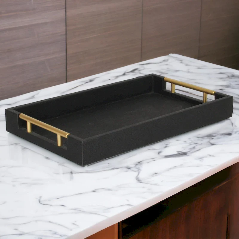 Lusan Faux Shagreen Tray with Handles