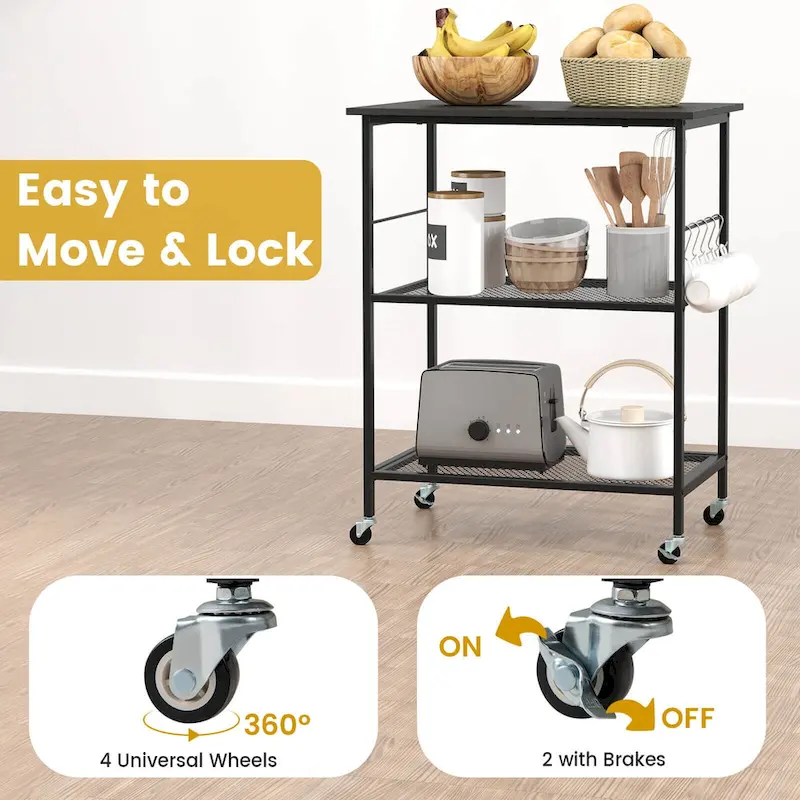 Costway 3-Tier Kitchen Serving Cart Utility Standing Microwave Rack - See Details