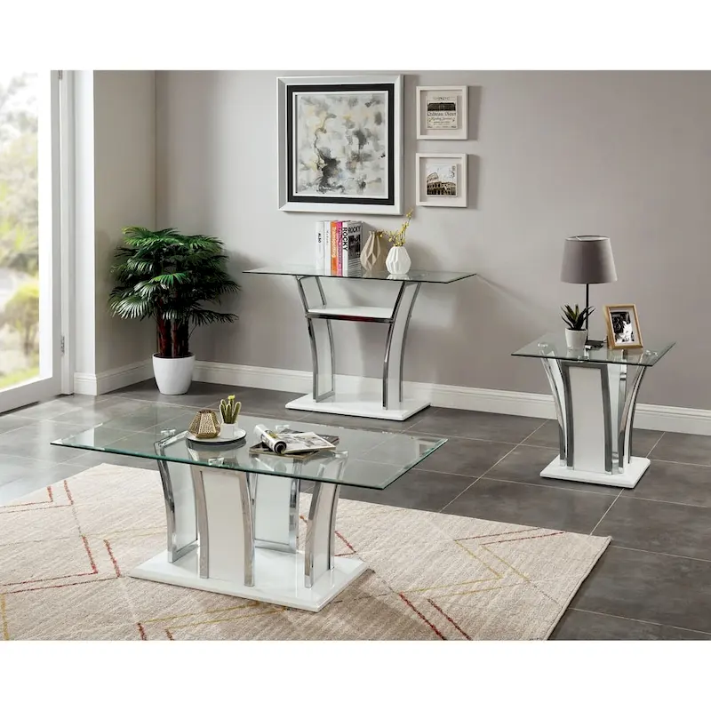 Modern 47-inch Glass Top 1-Shelf Coffee Table