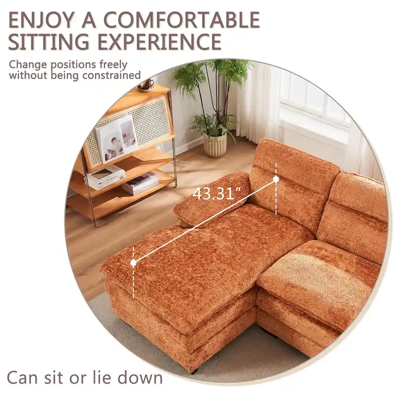 U-Shaped Chenille Sofa