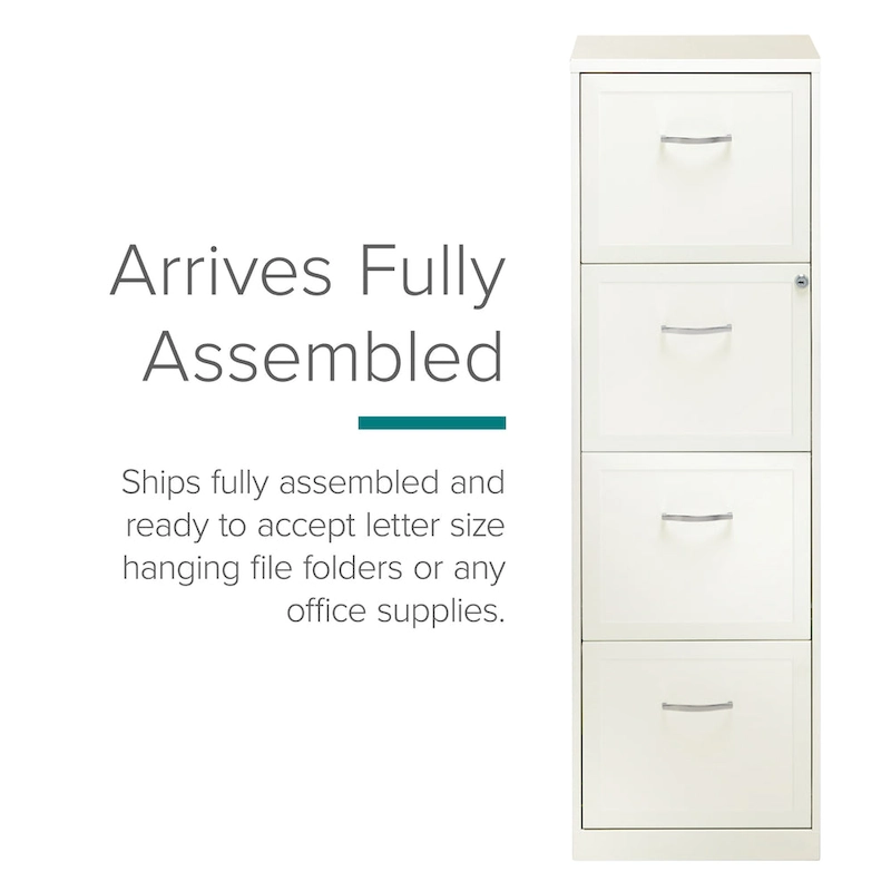 Space Solutions Pearl White 4 Drawer Metal Vertical File Cabinet