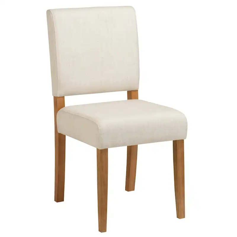 Upholstered Back Dining Chair with Wood Base Set of 2
