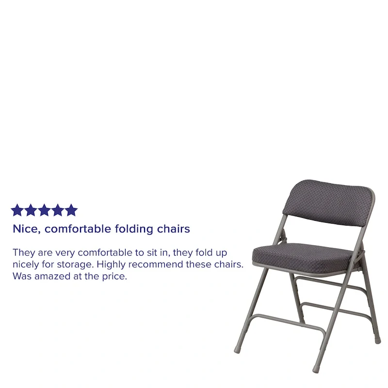 2 Pack Curved Triple Braced & Hinged Fabric Upholstered Metal Folding Chair