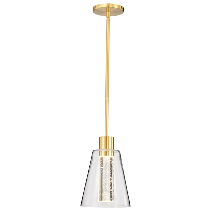 Aura 7 Inch LED Pendant Brushed Brass K9 Bubble Crystal 3000K CCT - Brushed Brass