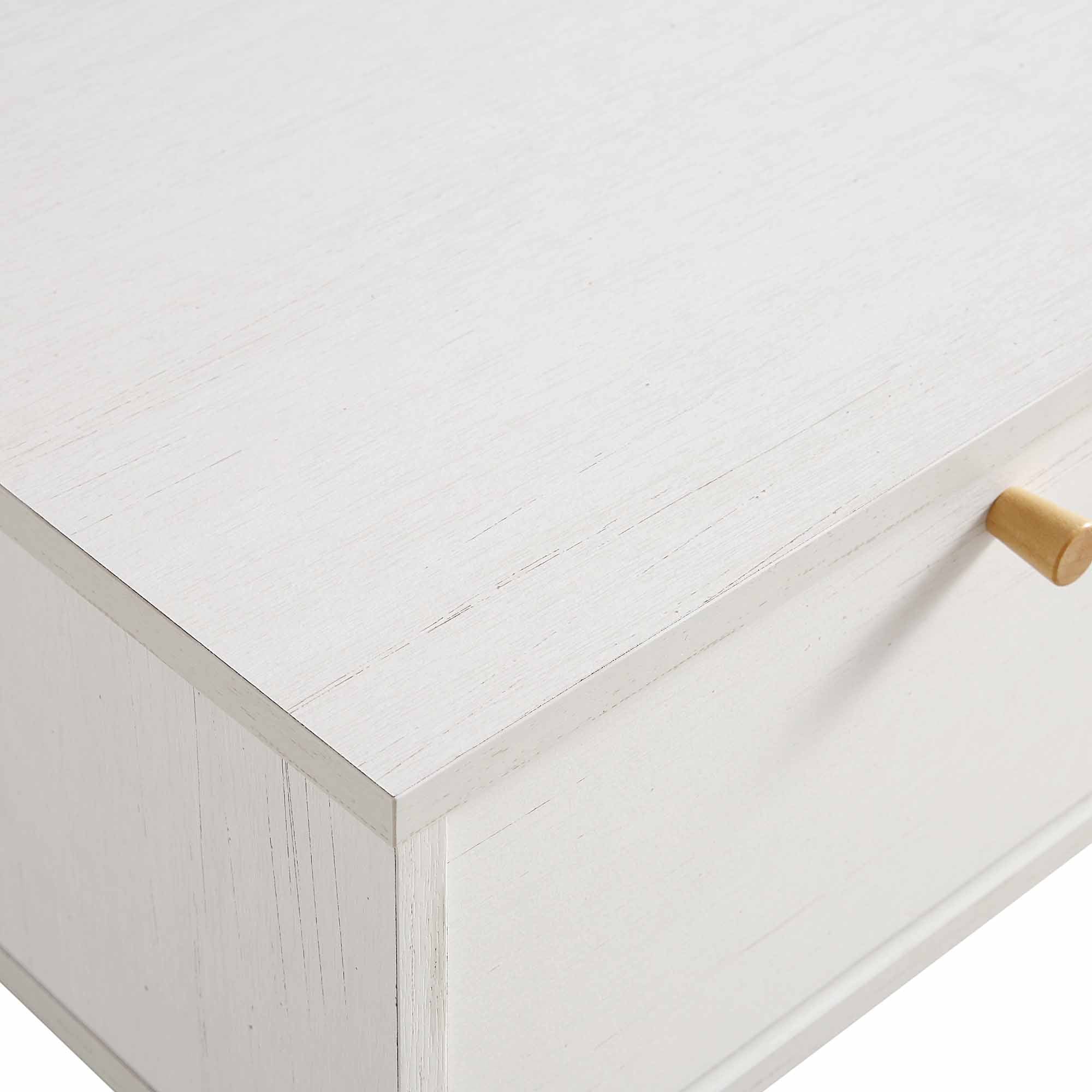 Woven Rattan 3-Drawer TV Unit in White