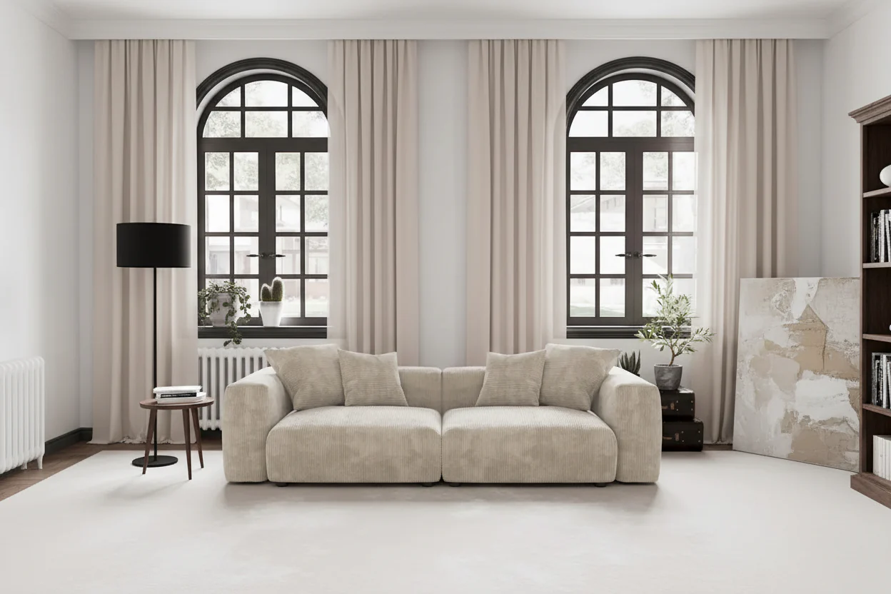 Modular Corduroy Sectional Sofa with Removable Cushion Covers
