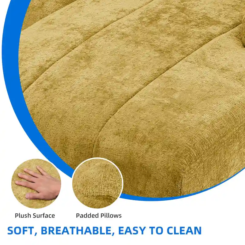 Moasis Sectional Couches U Shaped Sofa Chenille Modern Modular Couch - 45.6W x 106.3L x 26.7H