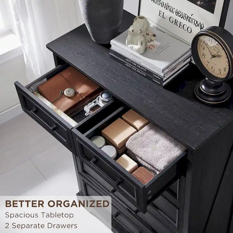 Farmhouse 6 Drawers Dresser Chests, Wood Rustic Chest of Drawers