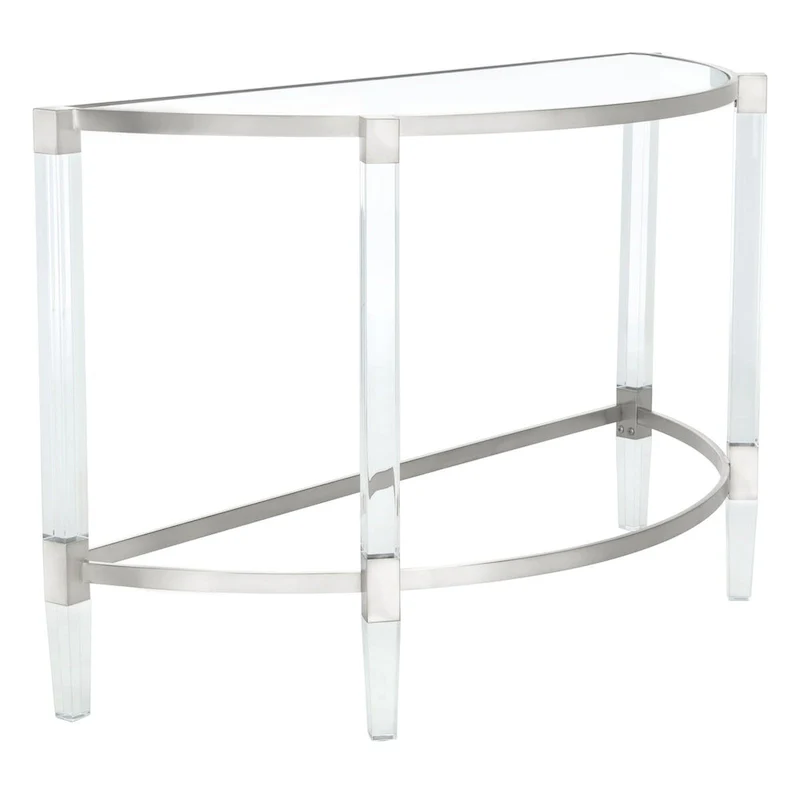 Acrylic Console Table with Stainless Steel Accents - 47W x 18D x 29H