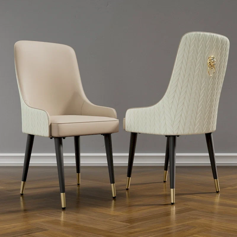 Modern PU Leather Dining Chair with Metal Legs - 17x17x36