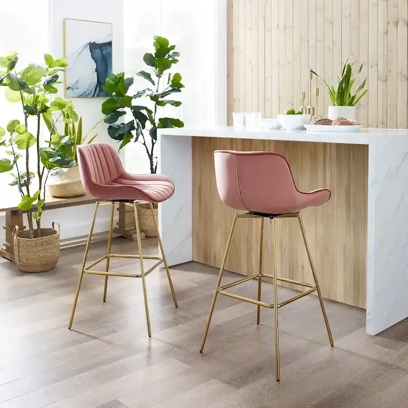 Modern Swivel Velvet Barstool