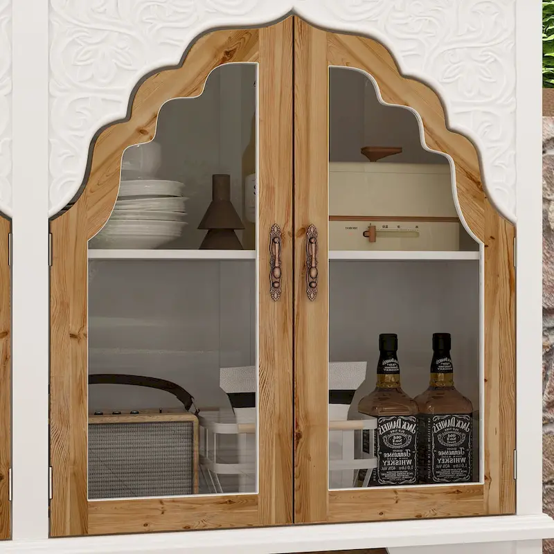 Wooden Carved Bathroom Cabinet Accent Cabinet Sideboard Acrylic Glass