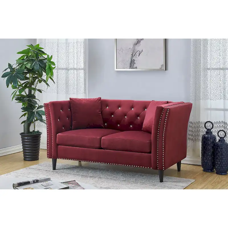 Gracewood Hollow Sukikim Velvet Loveseat