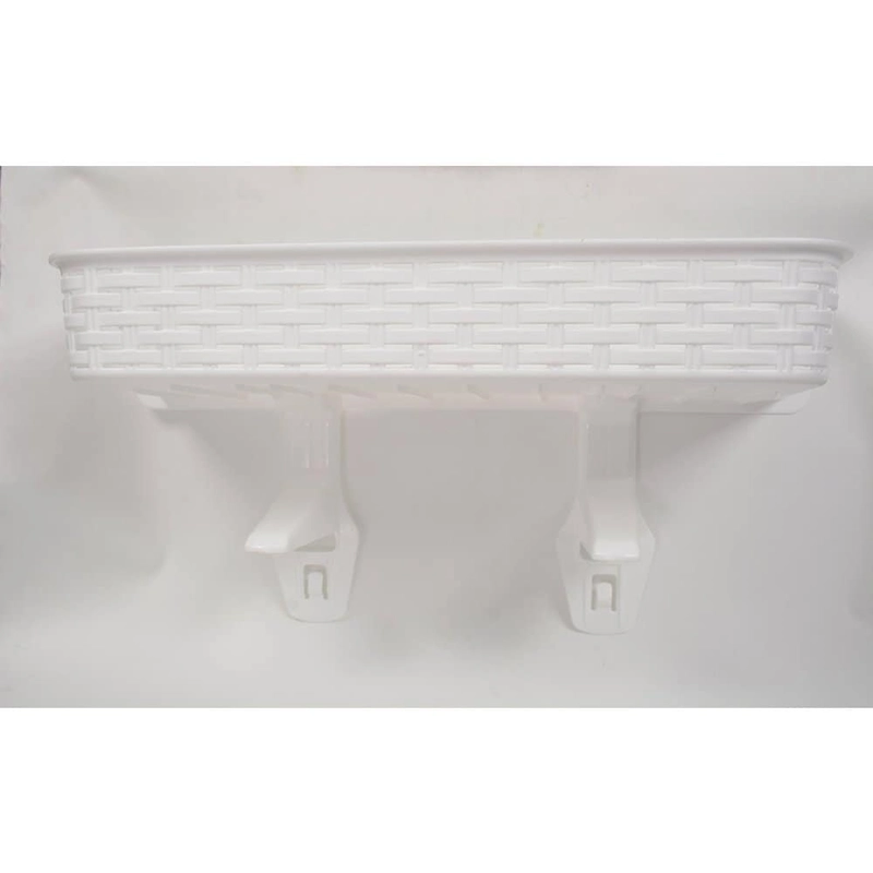 White Rattan Plastic Above-toilet Bathroom Space Saver Shelf