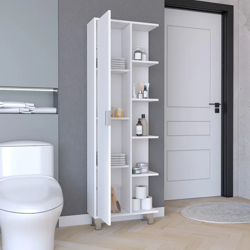 Crovie 63  Tall Modern Bathroom Seven Shelves Tall Linen Tower