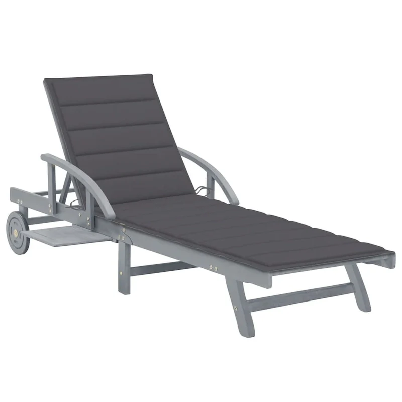 vidaXL Patio Sun Lounger with Cushion Solid Acacia Wood - 78.7  x 26.8  x 11.8