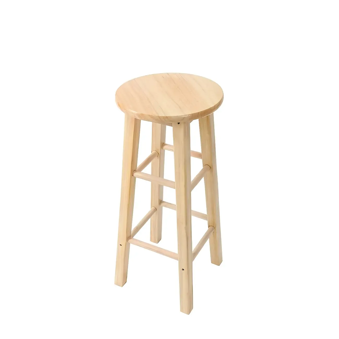 Round Oak Wood Backless Counter Height Bar Stool