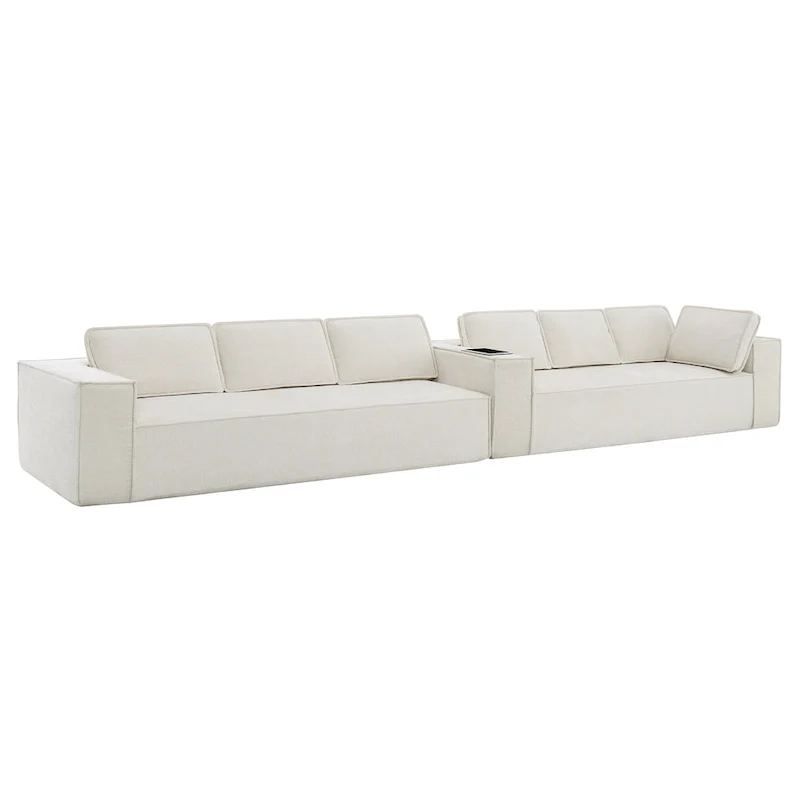 Modern L-Shaped Cloud Sofa Set, Modular Chenille Couch Set